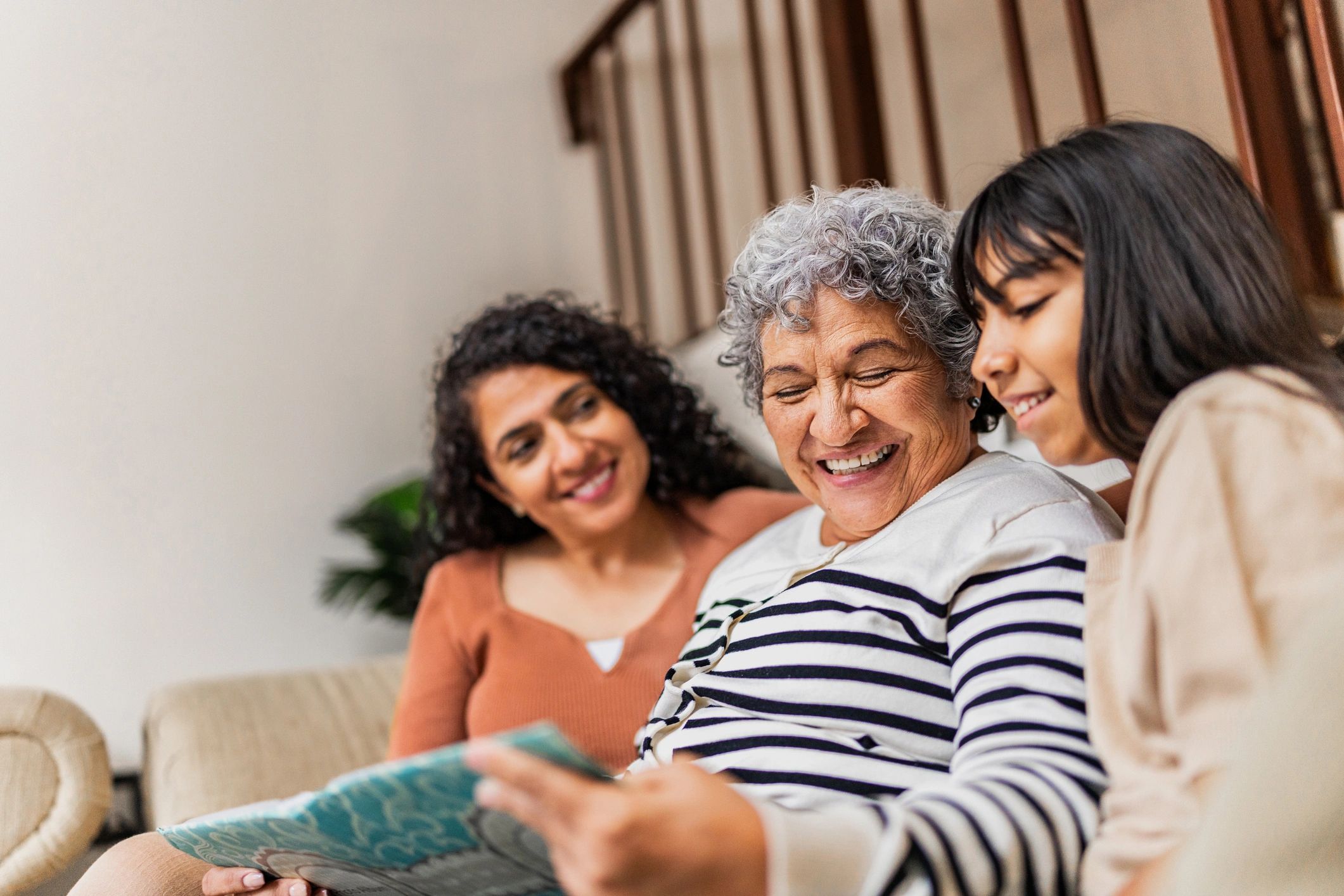 Family reviewing senior living options together